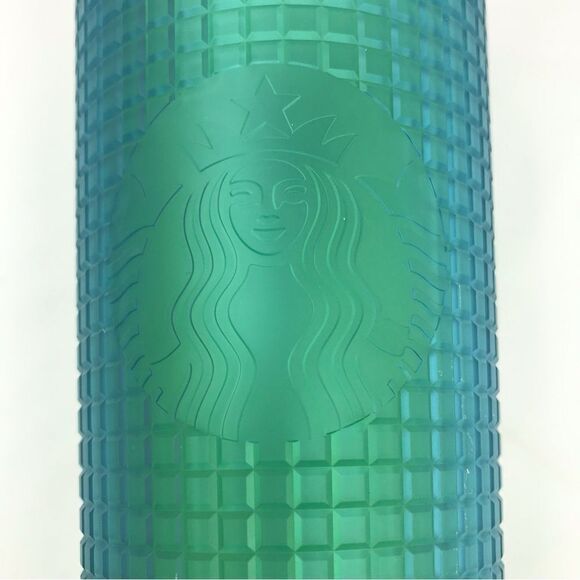 Starbucks Dining 2022 Blue Green Textured Grid  24 0z. Venti Cold Cup Tumbler - Picture 2 of 12